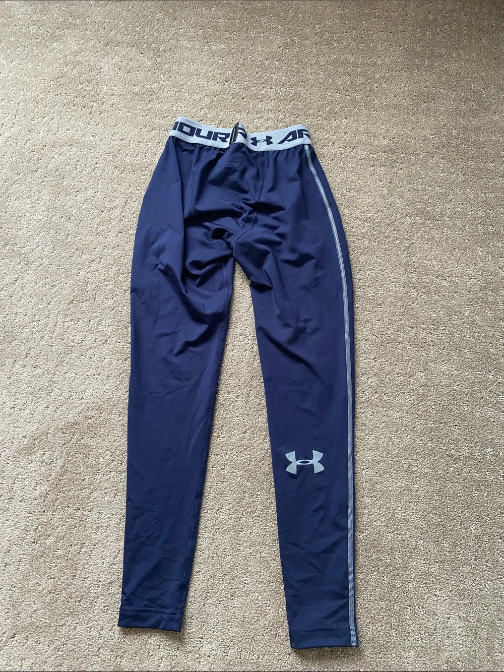 Under Armour Navy Blue Compression Leggings with Logo Waistband